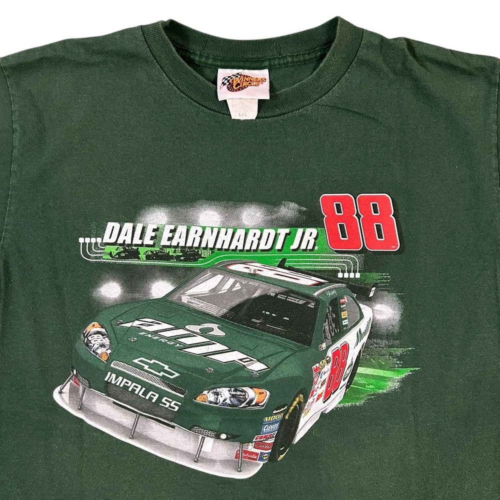 Y2K Dale Earnhardt Jr Shirt Green Size L Mountain Dew NASCAR  VTG Winners Circle